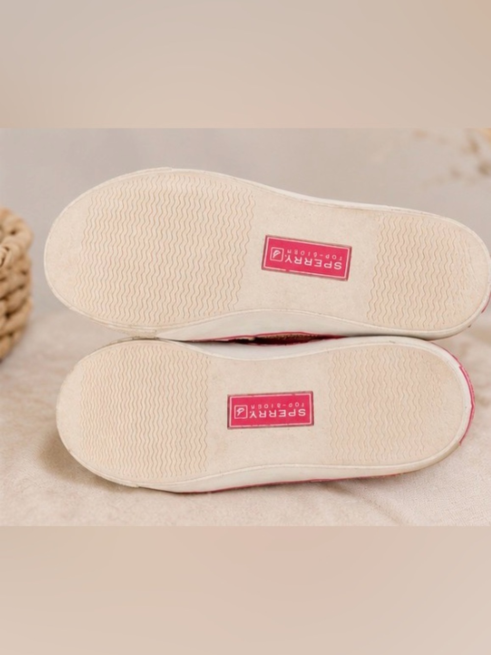 Sperry Pink and Natural Floral Embroidered Moccasins - Picture 4 of 4